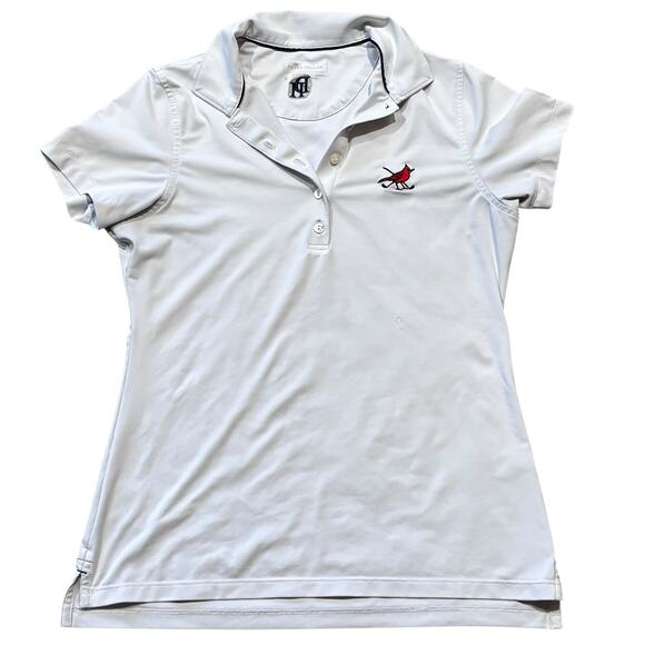 Peter Millar Women's White Polo Shirt Small Embroidered Golf Club Logos Stretch - Picture 2 of 8